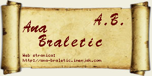 Ana Braletić vizit kartica